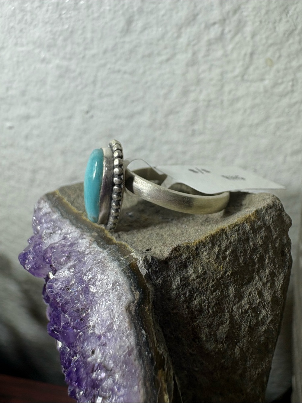 Sterling Silver Number 8 Turquoise Adjustable Ring - Picture 4 of 8